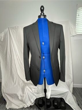 Alfani Charcoal Gray Two-Button Notch Lapel Blazer